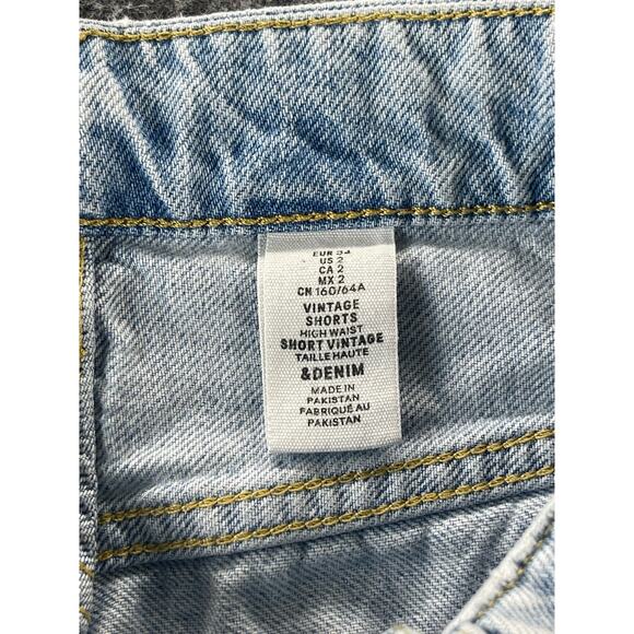 H&M Light Wash Blue Distressed Ripped Denim Cut-Off Jean Shorts Women's Size 2 - Picture 5 of 9